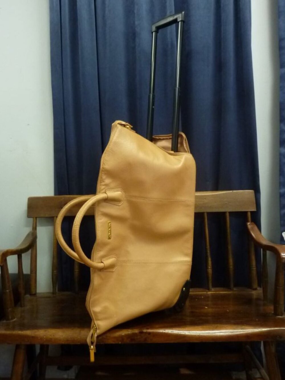 JOY & IMAN Genuine Leather Wheeled Duffle Bag Luggage 25 inch
